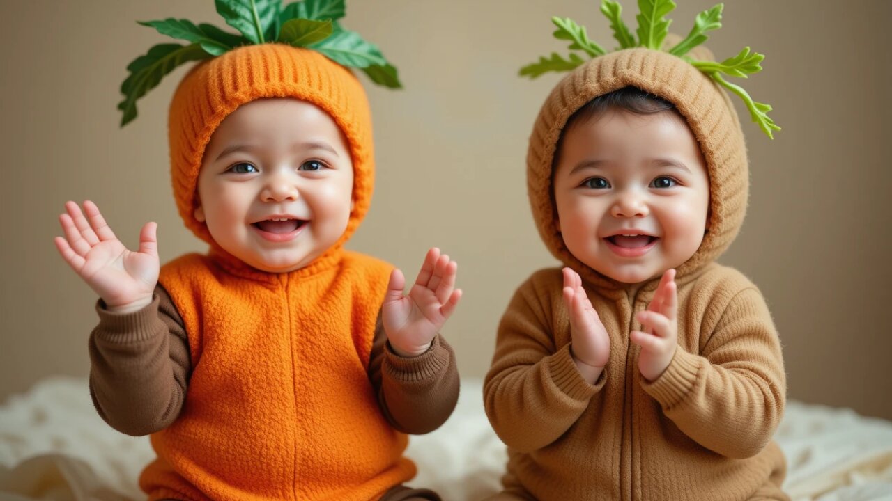 Adorable Twins as Carrots—Cutest Veggie Duo! 🥕👶❤️