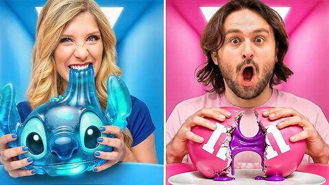 BLUE vs PINK Food Challenge! 🥣💖 (Girls vs Boys)
