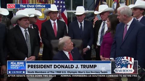 PRESIDENT TRUMP GREETS A TEAM MEMBER FROM MINNESOTA