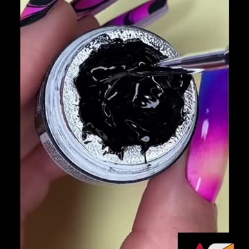 Rainbow colour with Black and Silver Nail Art Design