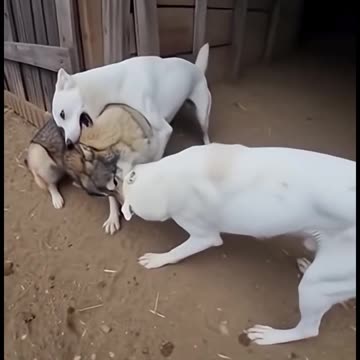 Two brave dogs saved hundreds of sheep from a wolf