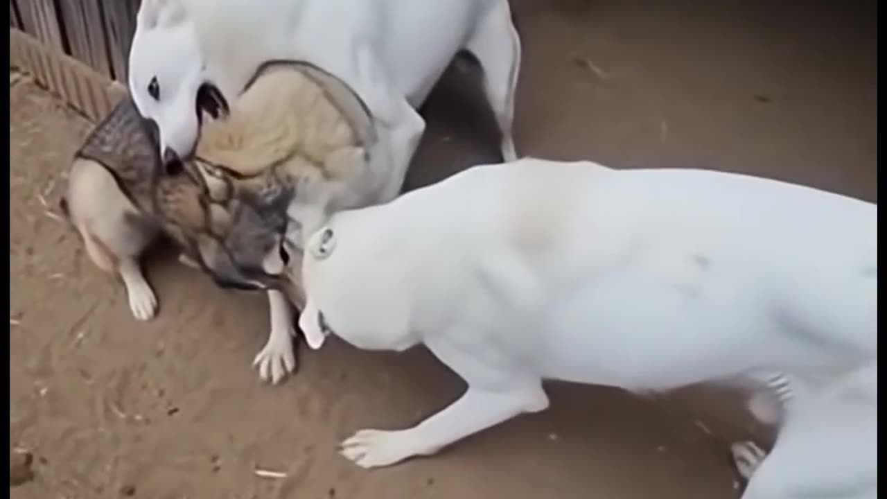 Two brave dogs saved hundreds of sheep from a wolf