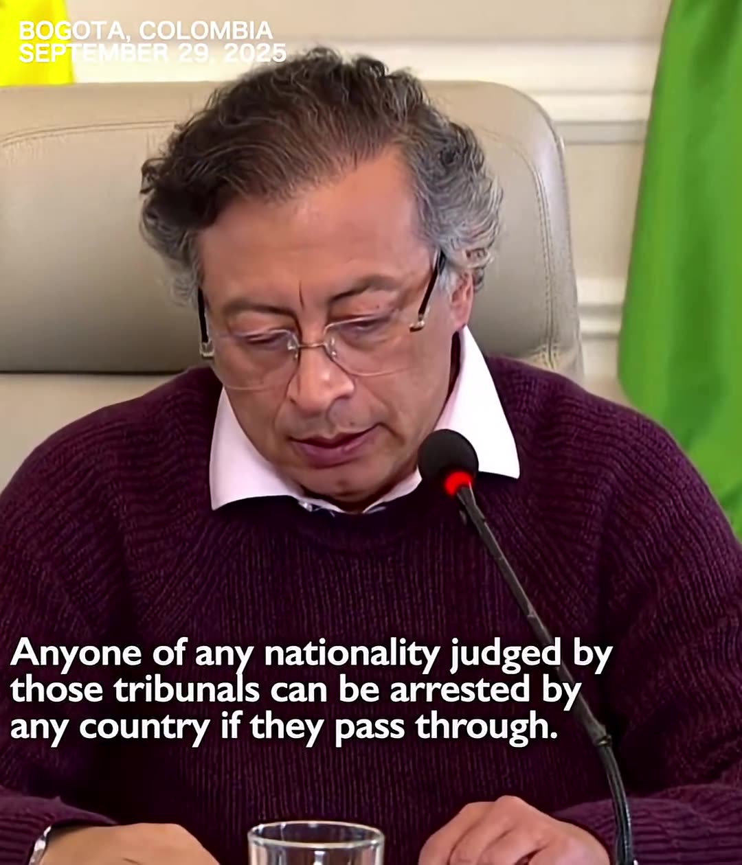 Comandante Gustavo Petro: Bibi should be arrested. Trumps complicit