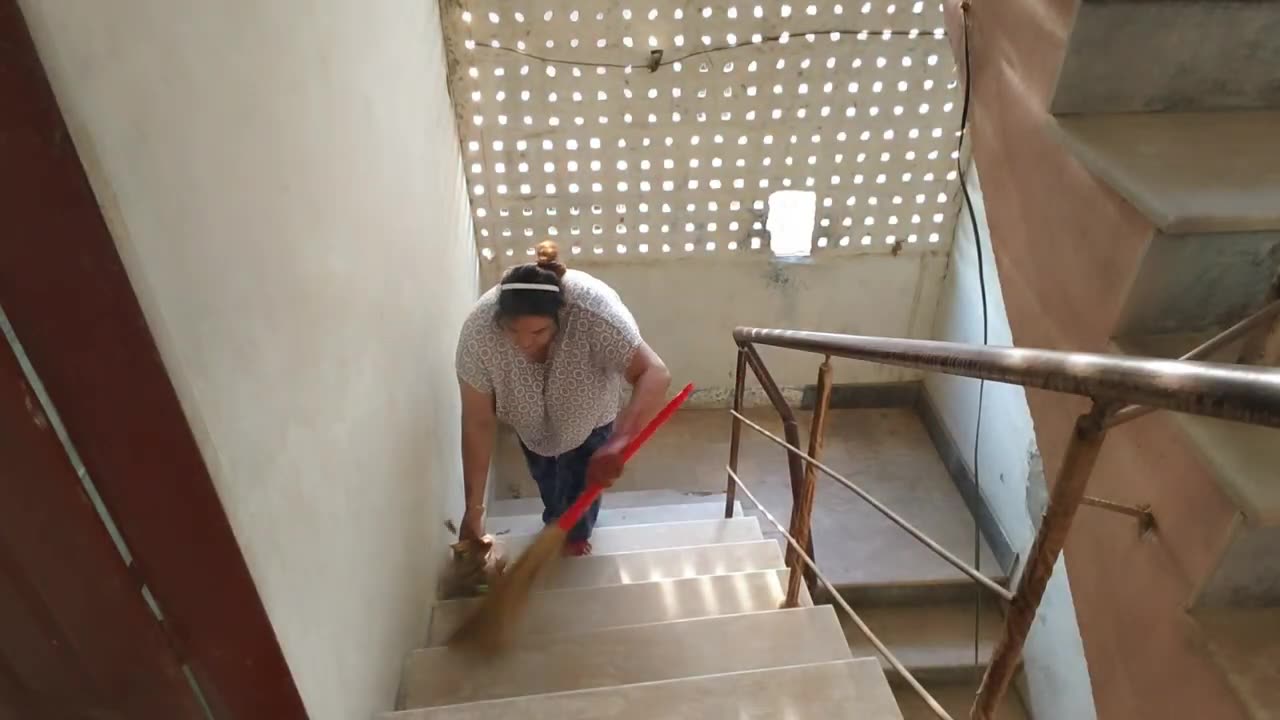 Room and stairs cleaning dusting vlog family
