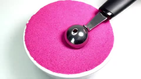 Scooping, Cutting, and Squishing Pink Kinetic Sand ASMR VERY SATISFYING