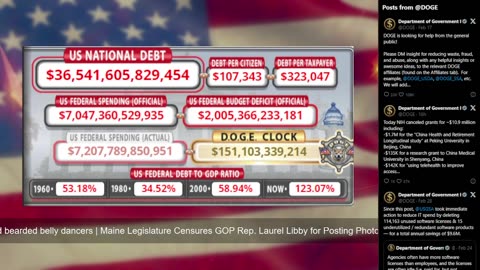 DOGE Live US Debt Clock and Live News & X Posts