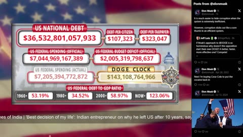 DOGE Live US Debt Clock and Live News & X Posts