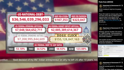 DOGE Live US Debt Clock and Live News & X Posts