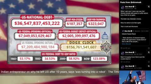 DOGE Live US Debt Clock and Live News & X Posts