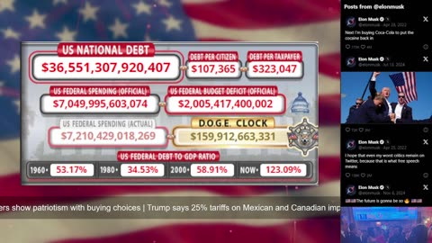 DOGE Live US Debt Clock and Live News & X Posts