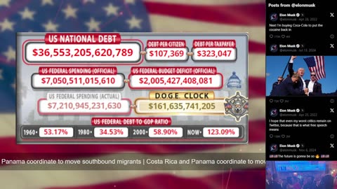 DOGE Live US Debt Clock and Live News & X Posts