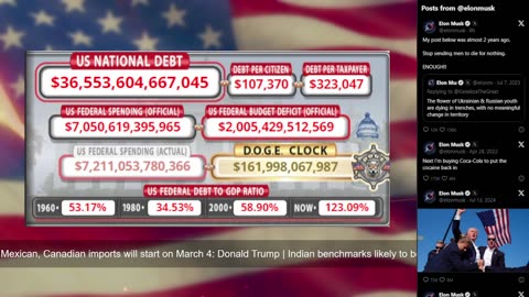 DOGE Live US Debt Clock and Live News & X Posts