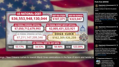 DOGE Live US Debt Clock and Live News & X Posts