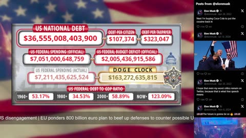 DOGE Live US Debt Clock and Live News & X Posts