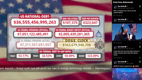 DOGE Live US Debt Clock and Live News & X Posts