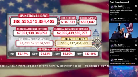 DOGE Live US Debt Clock and Live News & X Posts