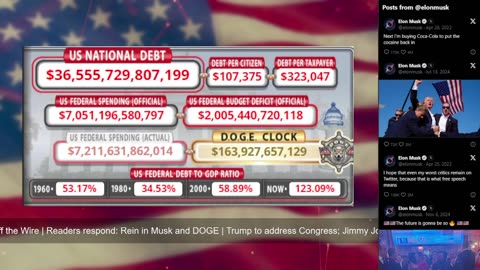 DOGE Live US Debt Clock and Live News & X Posts