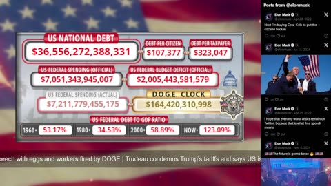 DOGE Live US Debt Clock and Live News & X Posts