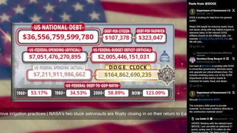 DOGE Live US Debt Clock and Live News & X Posts