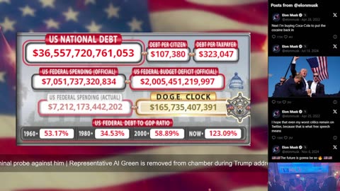 DOGE Live US Debt Clock and Live News & X Posts