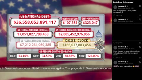 DOGE Live US Debt Clock and Live News & X Posts