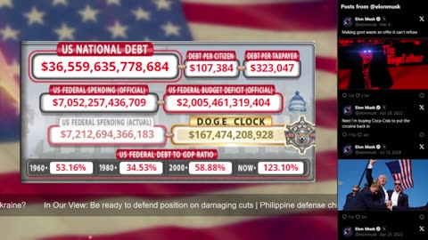 DOGE Live US Debt Clock and Live News & X Posts