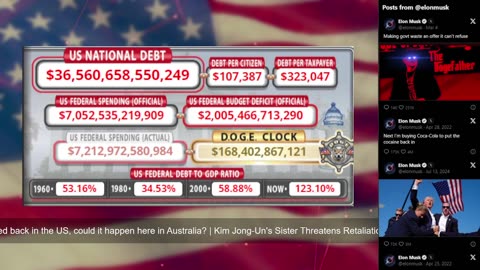 DOGE Live US Debt Clock and Live News & X Posts