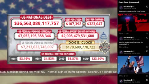 DOGE Live US Debt Clock and Live News & X Posts