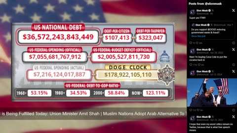 DOGE Live US Debt Clock and Live News & X Posts