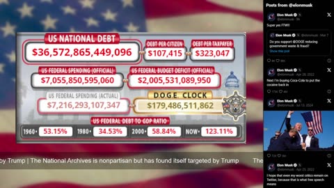 DOGE Live US Debt Clock and Live News & X Posts