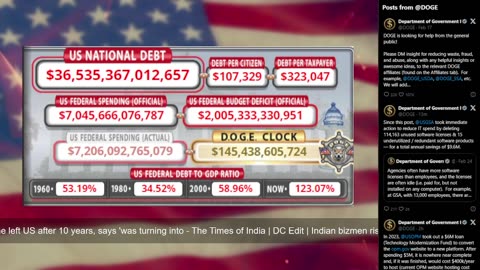 DOGE Live US Debt Clock and Live News & X Posts