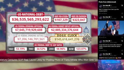 DOGE Live US Debt Clock and Live News & X Posts