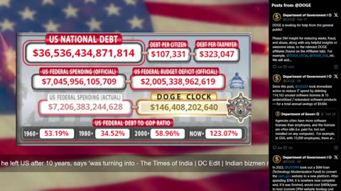 DOGE Live US Debt Clock and Live News & X Posts