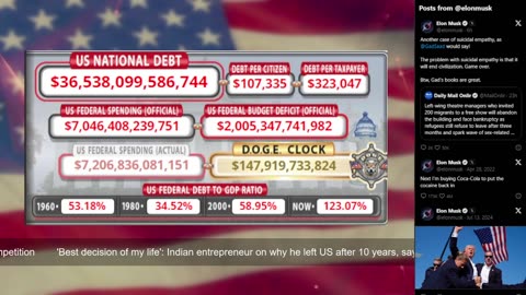 DOGE Live US Debt Clock and Live News & X Posts