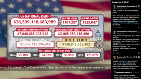 DOGE Live US Debt Clock and Live News & X Posts