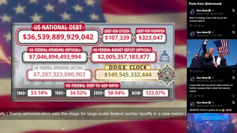 DOGE Live US Debt Clock and Live News & X Posts