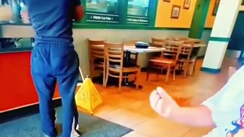 Ugly Sub-Saharan Dindu Negroid Beast Deliberately Tosses Loads of Soda on The Floor