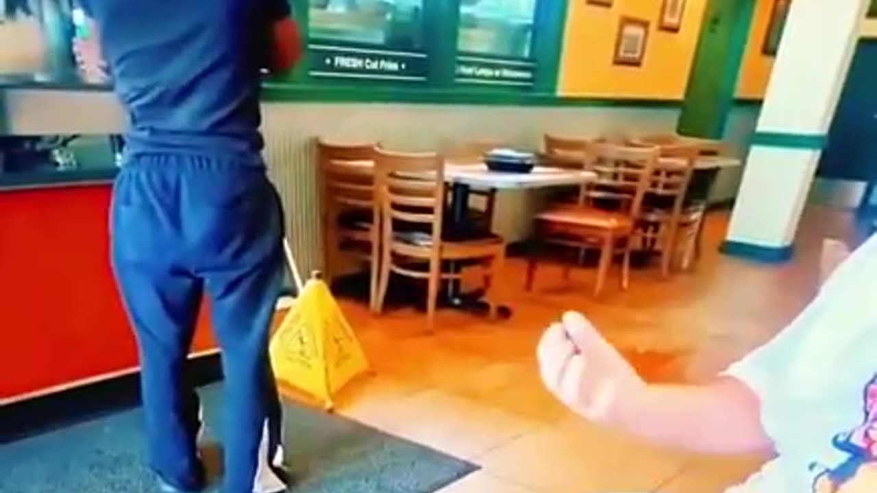 Ugly Sub-Saharan Dindu Negroid Beast Deliberately Tosses Loads of Soda on The Floor