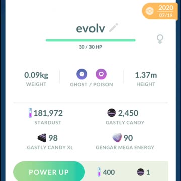 Pokemon Go Evolution - Shiny Gastly ➡️ Haunter