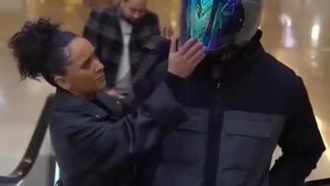 Managed to turn around in his helmet 😂