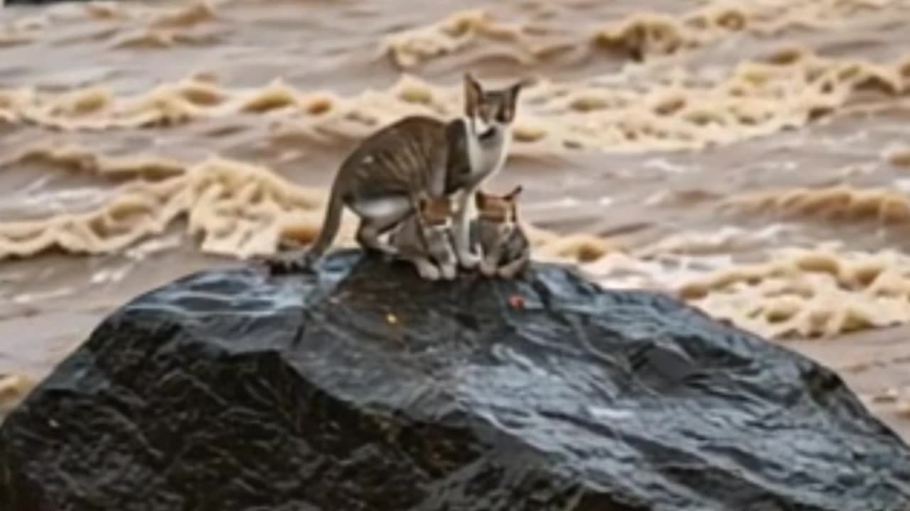 Look at this cat in danger and no one can save it