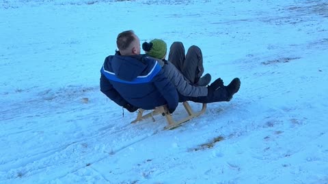 Sleigh Breaks Down While Sledding