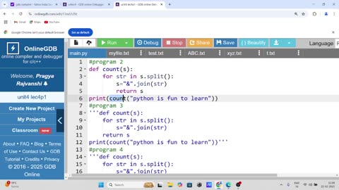 PYTHON UNIT 4 ONE SHORT GETWAY CLASSES