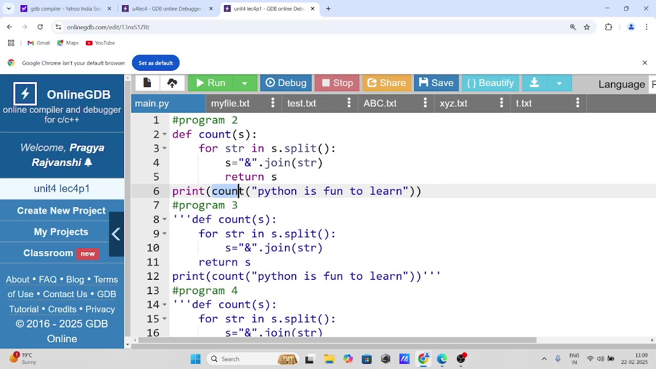 PYTHON UNIT 4 ONE SHORT GETWAY CLASSES