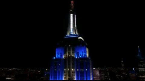 The Empire State Building in Manhattan was lit in the colors of the Israeli flag for Hanukkah