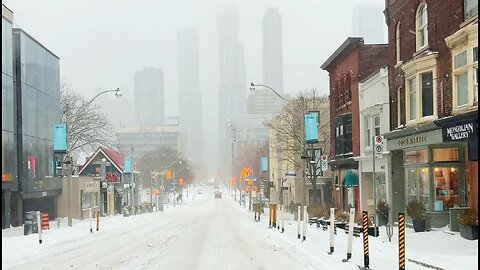Winter Snow Storm Drive in Toronto Downtown on Boxing Day - December 26 2025