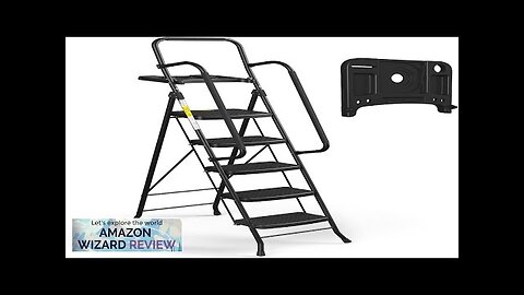 HBTower 5 Step Ladder with Handrails, Folding Step Stool with Tool Platform, Review