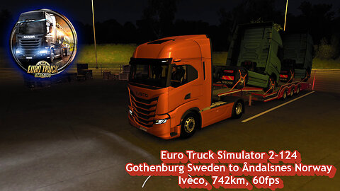 Euro Truck Simulator 2-124, Gothenburg Sweden to Åndalsnes Norway, Iveco, 742km, 60fps