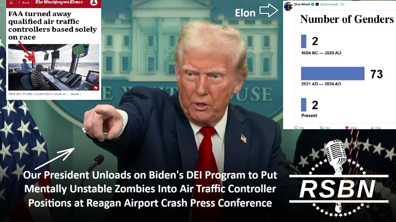 President Unloads on Biden's DEI Program to Put Mentally Unstable Zombies Into Air Traffic Controller Positions at Reagan Airport Crash Press Conference