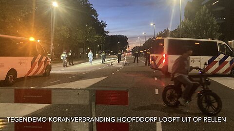 Rellen in Hoofddorp - Tegendemo Koranverbranding keert zich tegen de politie